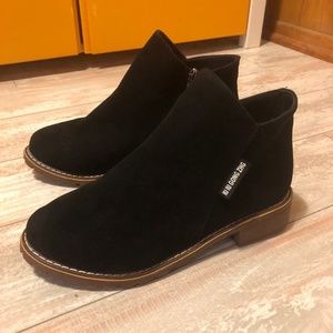Black Suede Look Chelsea Ankle Boots